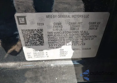 2019 Cadillac Xt4 Sport from USA, damaged, VIN 1GYFZER43KF171211